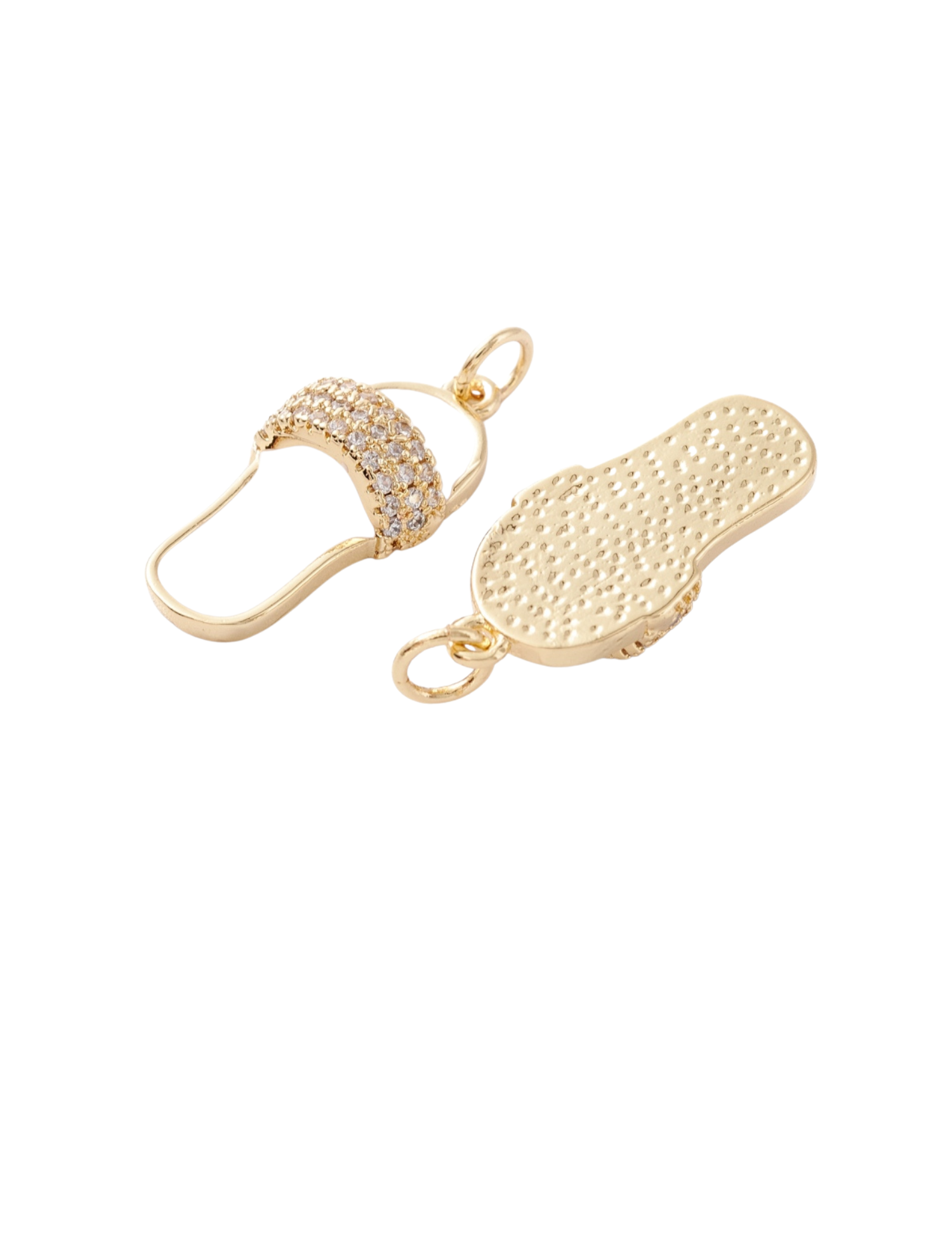 Front and back view of the White and Cubic Zirconia Flip-Flop Charm