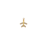 Gold First Class Jet with Rhinestone Charm | Waterproof Stainless Steel
