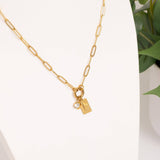 Gold Stainless Steel Travel Charm Holder Necklace Gift Set
