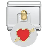 Italian Charm Bracelet Charms - Heart w/ Arrow Links