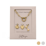 18K Gold Stainless Steel Pet Charm Holder Necklace Gift Set