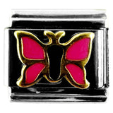 Italian Bracelet Charm - Pink Butterfly