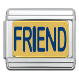Italian Bracelet Charm - "FRIEND" (Blue)