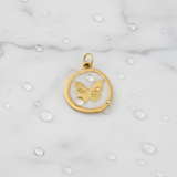 Gold Whimsical White Butterfly Charm | Waterproof Stainless Steel
