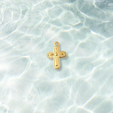 Gold Ornate Faith Cross Charm | Waterproof Stainless Steel
