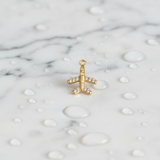 Gold First Class Jet with Rhinestone Charm | Waterproof Stainless Steel