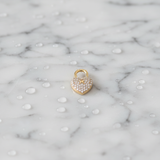Gold Stellar Cubic Zirconia Heart Lock Charm | Waterproof Stainless Steel