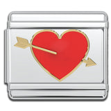 Italian Charm Bracelet Charms - Heart w/ Arrow Links