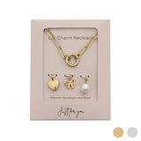 18K Gold Stainless Steel Bow Charm Holder Necklace Gift Set
