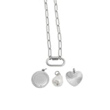 18K Gold Pearl Sunburst Charm Holder Necklace Gift Set