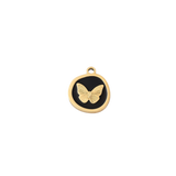 Gold Whimsical Black Butterfly Charm | Waterproof Stainless Steel