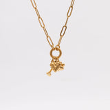 18K Gold Stainless Steel Pet Charm Holder Necklace Gift Set