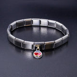 Italian Bracelet Dangle Charm - Red & Pink Hearts