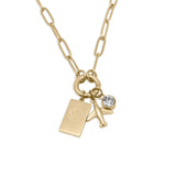 Gold Stainless Steel Travel Charm Holder Necklace Gift Set