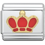 Italian Bracelet Charm - Red Crown