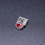 Italian Bracelet Dangle Charm - Red & Pink Hearts