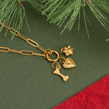 18K Gold Stainless Steel Pet Charm Holder Necklace Gift Set