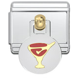 Italian Bracelet Dangle Charm - Red Martini Glass Dangle