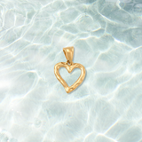 Gold Open Hammered Heart Charm | Waterproof Stainless Steel