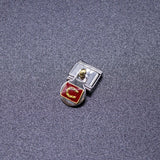 Italian Bracelet Dangle Charm - Horseshoe (Gold/Red)