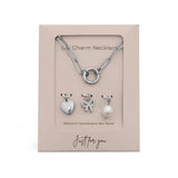 18K Gold Stainless Steel Bow Charm Holder Necklace Gift Set