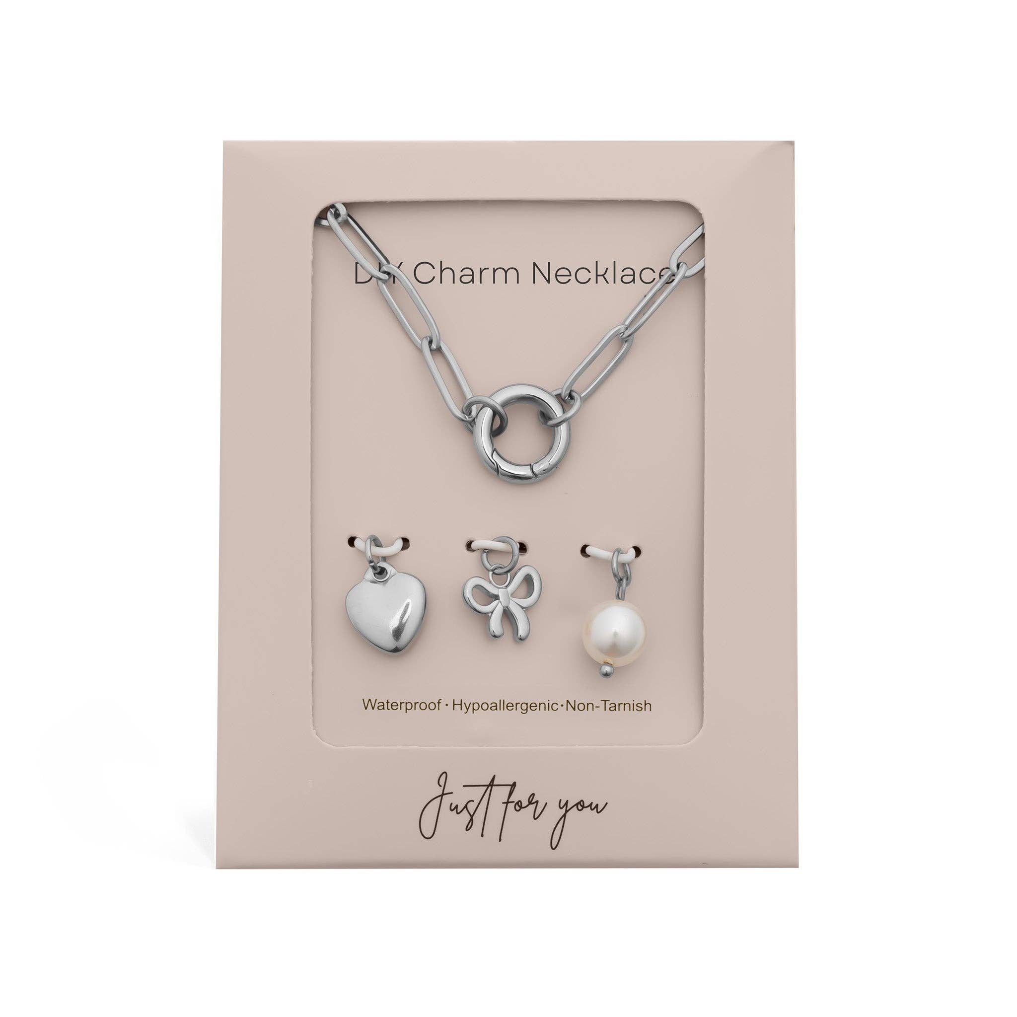 18K Gold Stainless Steel Bow Charm Holder Necklace Gift Set
