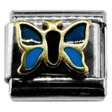 Italian Bracelet Charm - Blue Butterfly Links