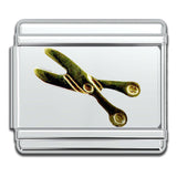 Italian Bracelet Charm - Gold Scissors Links