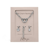 18K Gold Stainless Steel Mama Charm Holder Necklace Gift Set