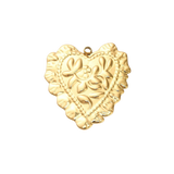 Gold Scalloped Flora Heart Charm | Waterproof Stainless Steel
