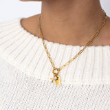 Gold Stainless Steel Travel Charm Holder Necklace Gift Set