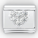 Italian Charm Bracelet Charms - Rhinestone Heart Links