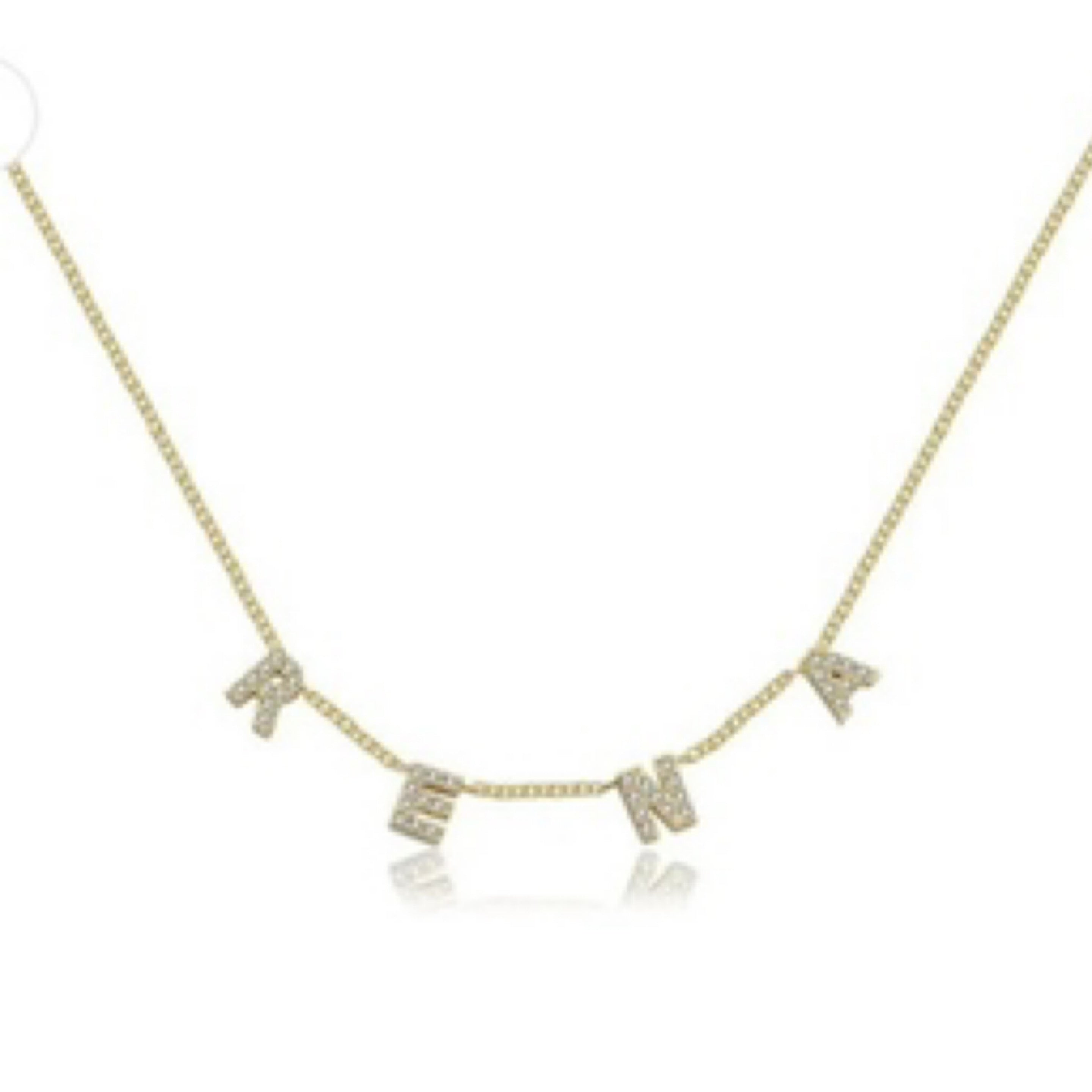 Custom Mini Dover Pave Crystal Name Necklace (Water Resistant)