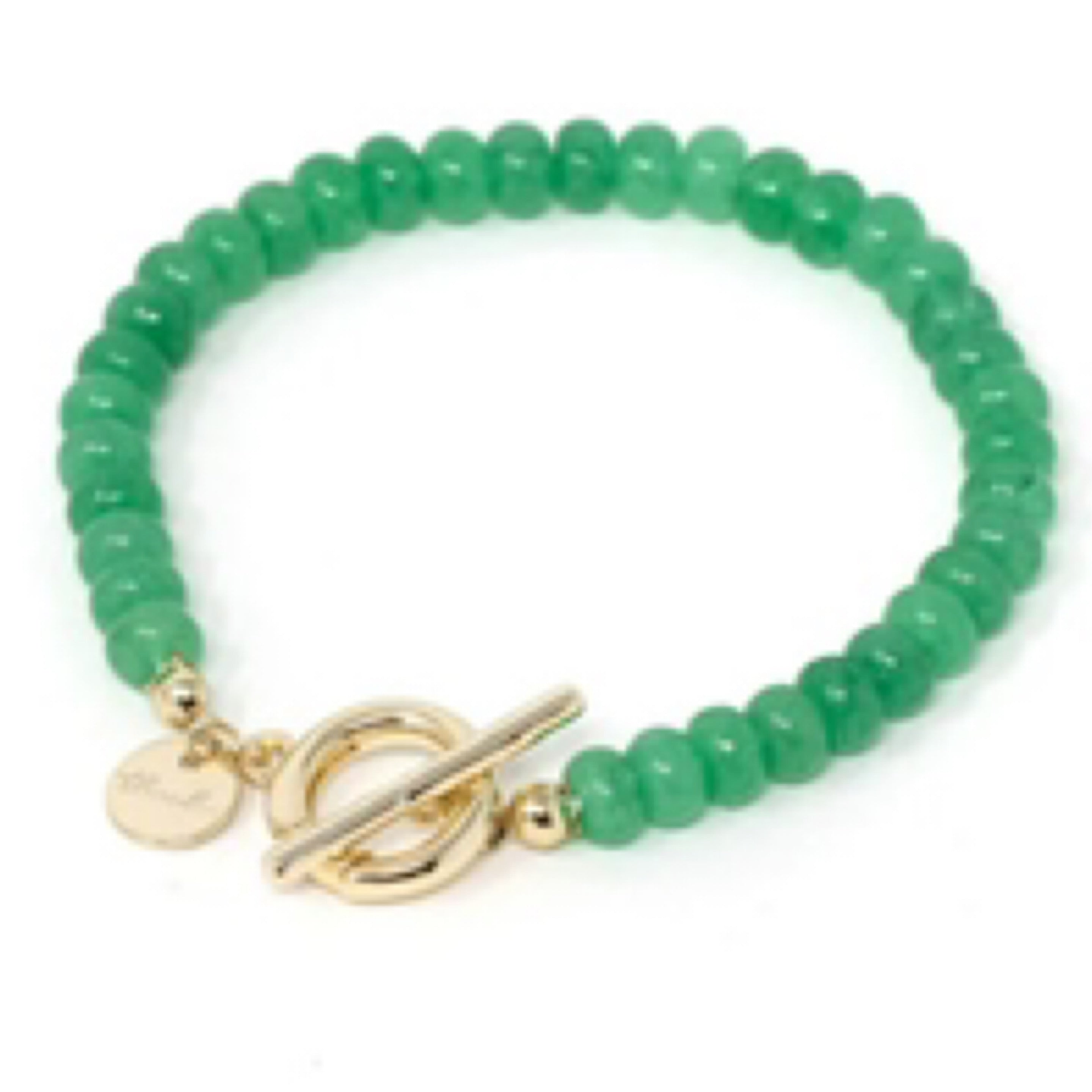 Natural Stone Bracelet with Toggle Clasp - Green