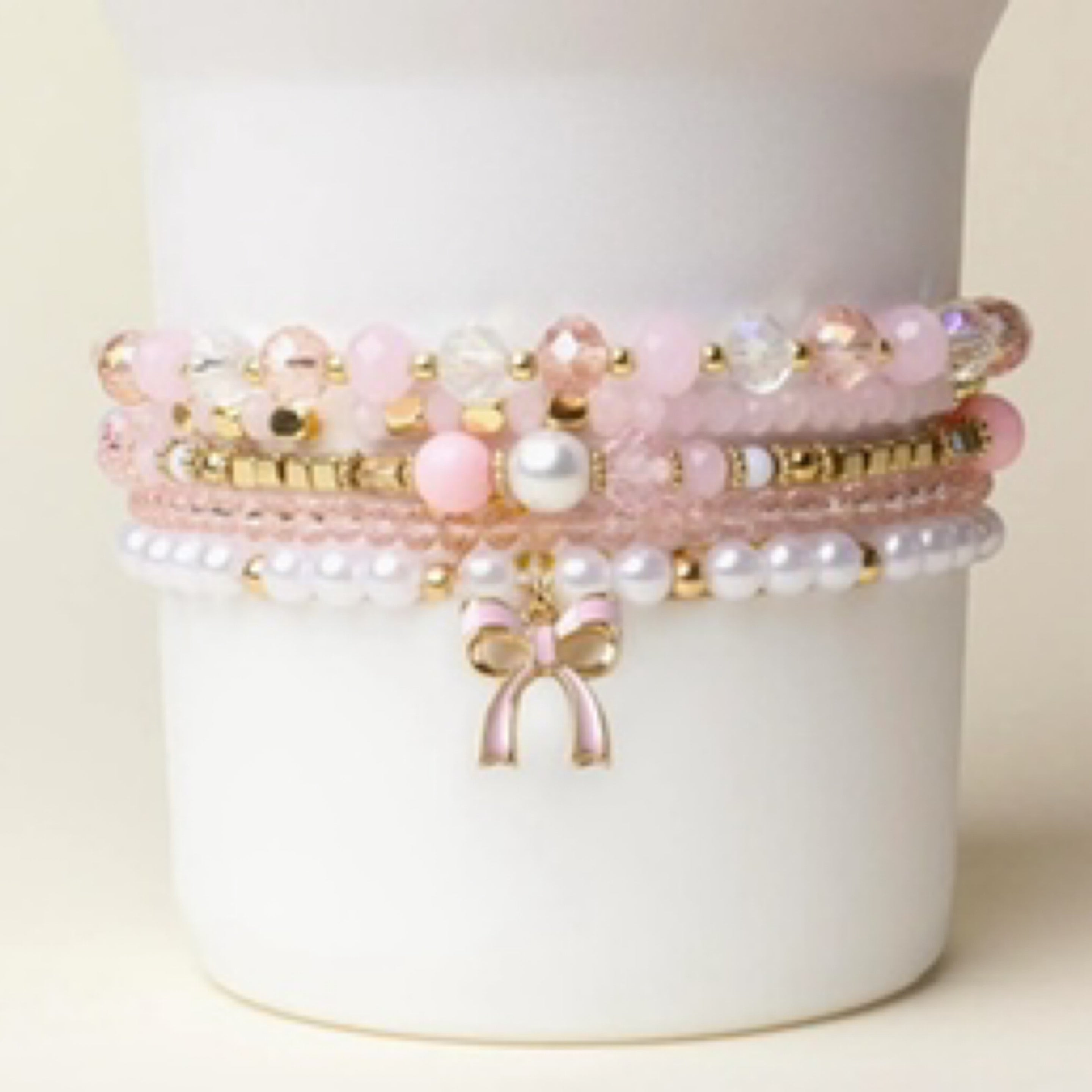 Tumbler Bracelet Stack-Croquette Charm