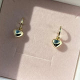 Mini Puffy Heart Charm Huggies