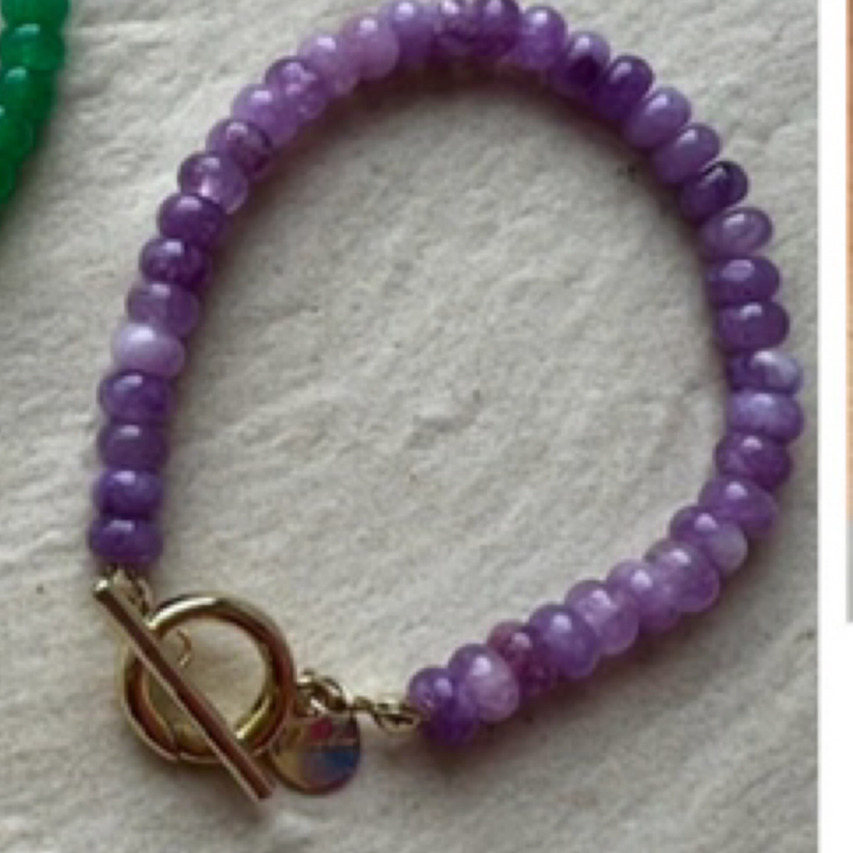 Natural Stone Bracelet with Toggle Clasp - Purple