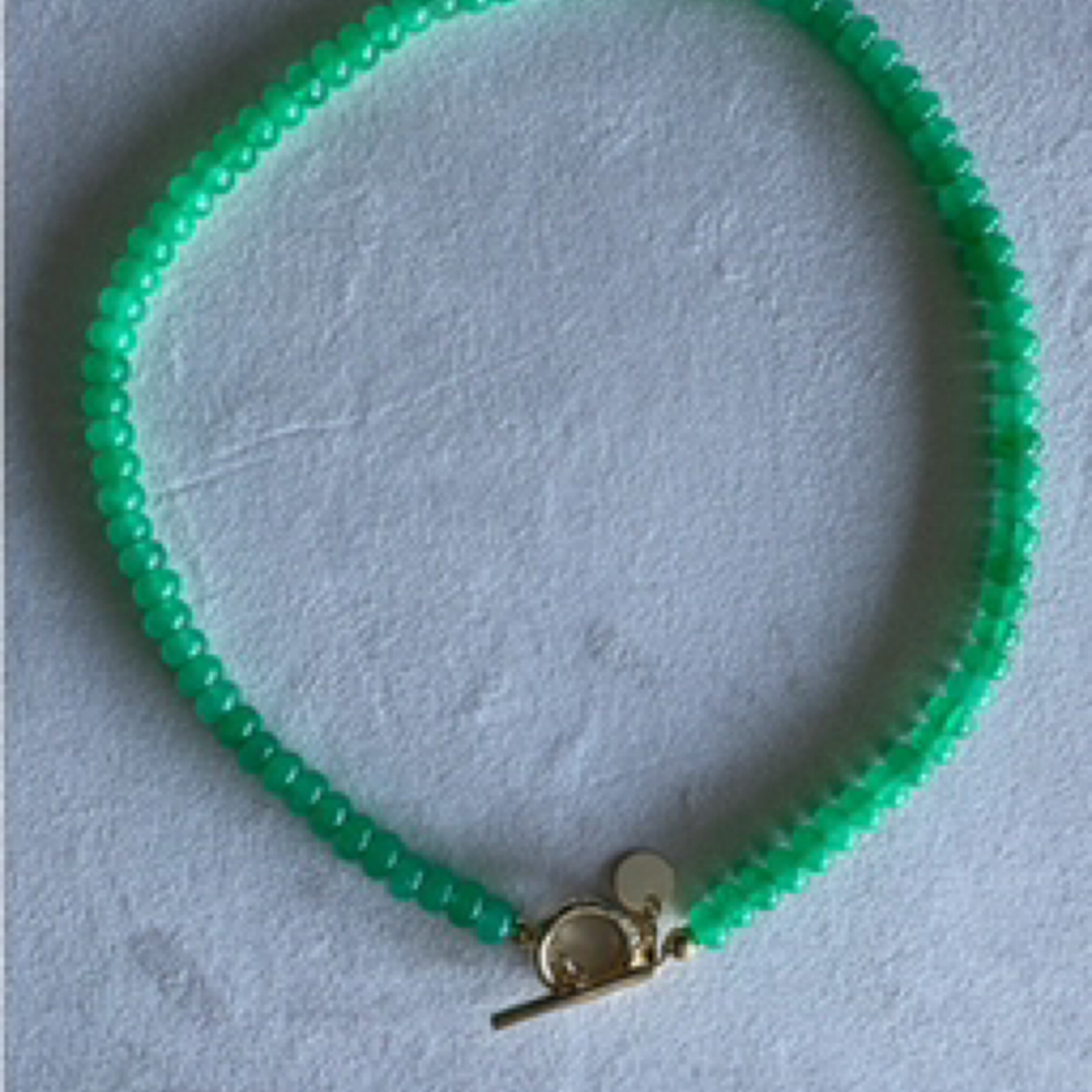 Natural Stone Necklace with Toggle Clasp - Green
