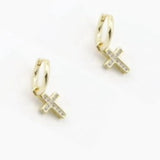 Crystal Cross Charm Huggies