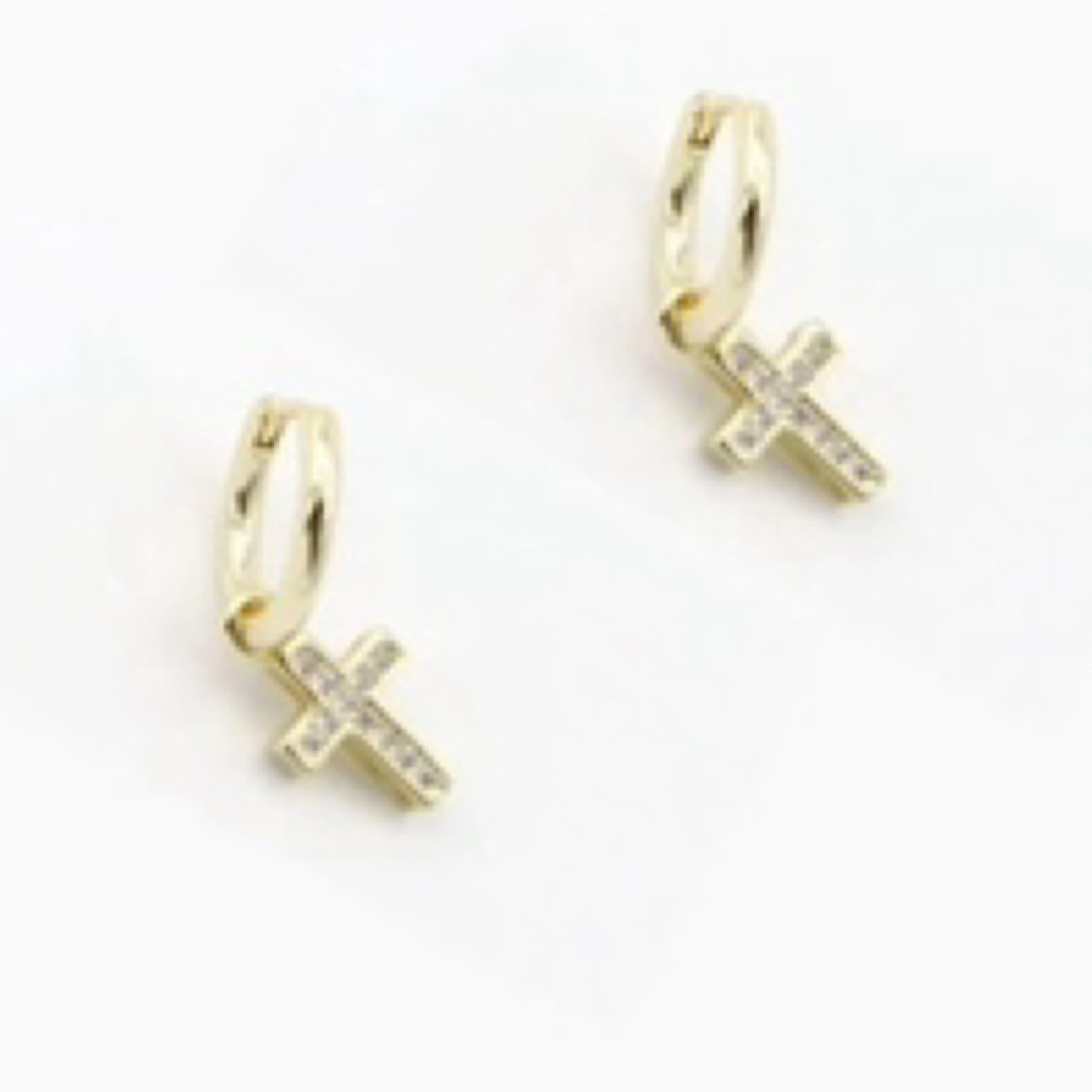 Crystal Cross Charm Huggies