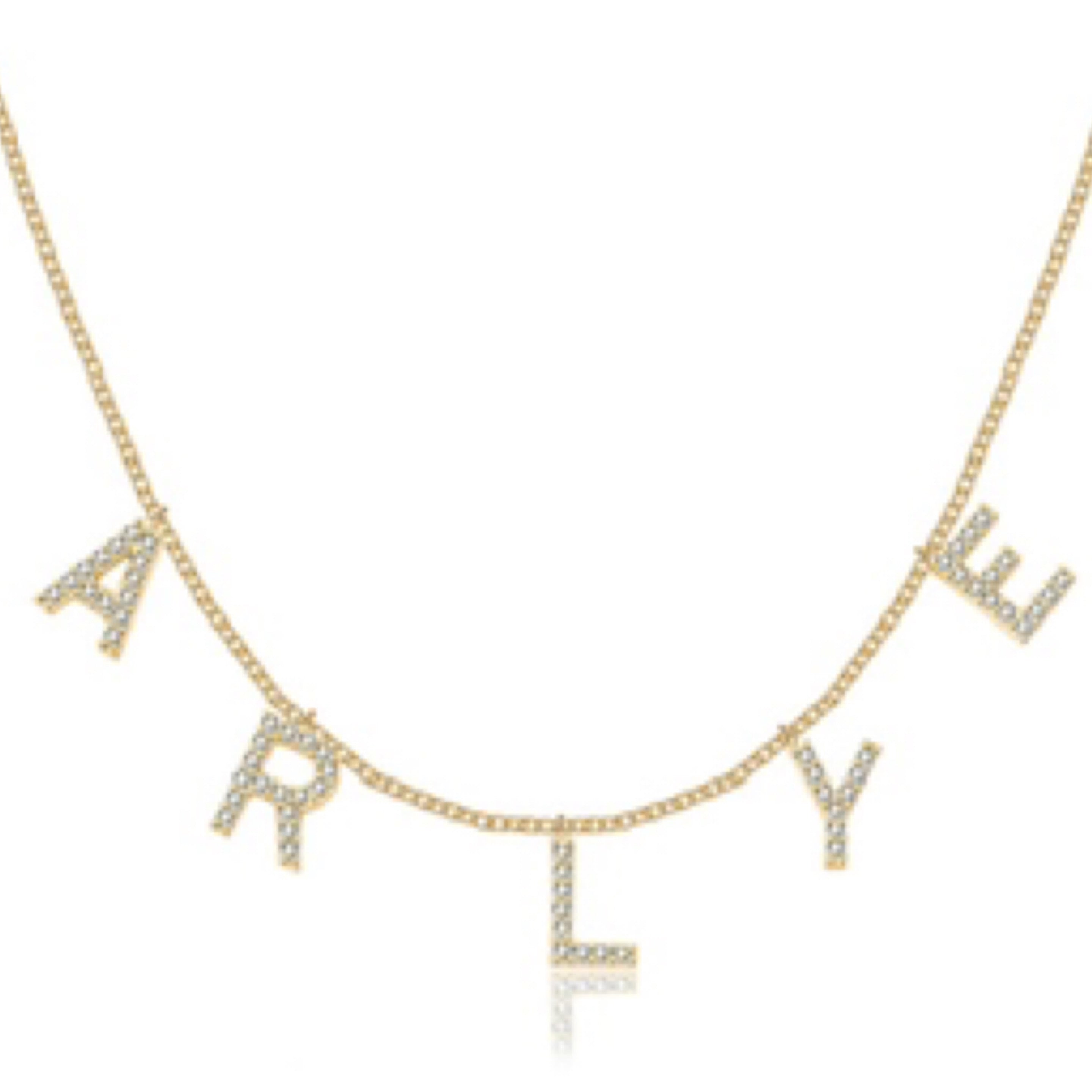 Custom Dover Pave Crystal Name Necklace (Water Resistant)