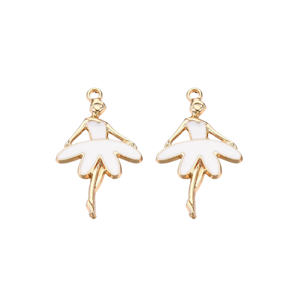 Gold and White Ballerina Charm