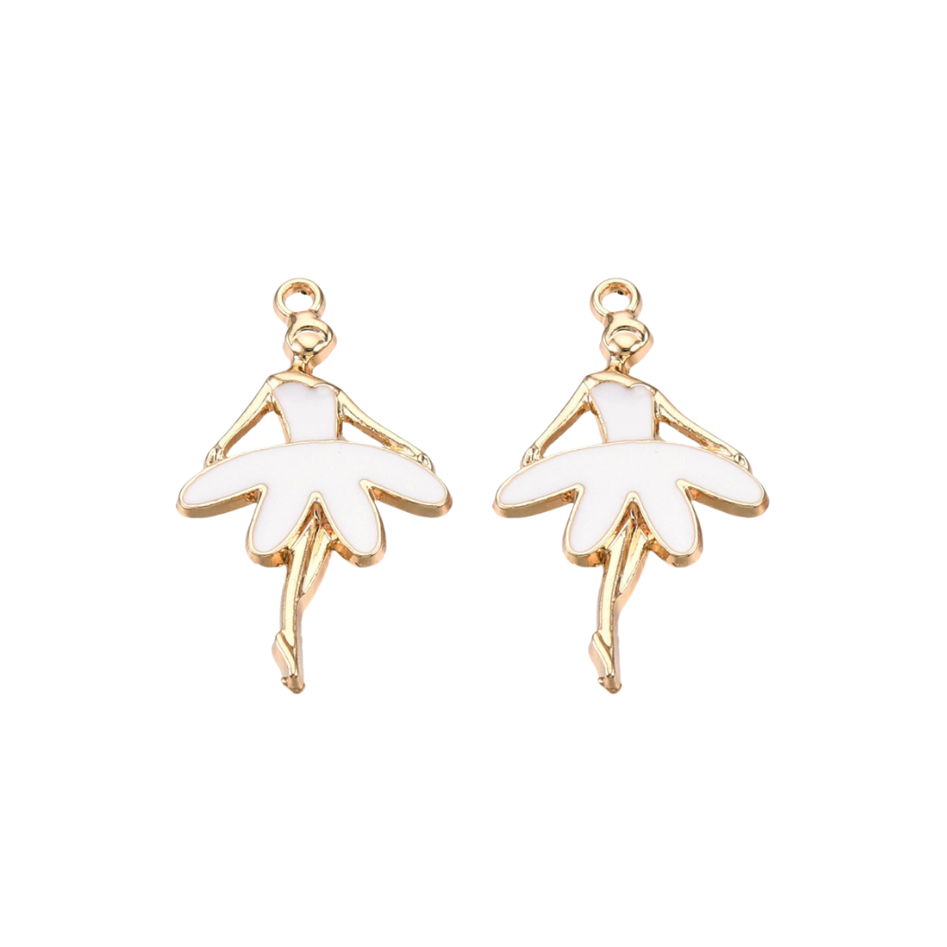 Gold and White Ballerina Charm